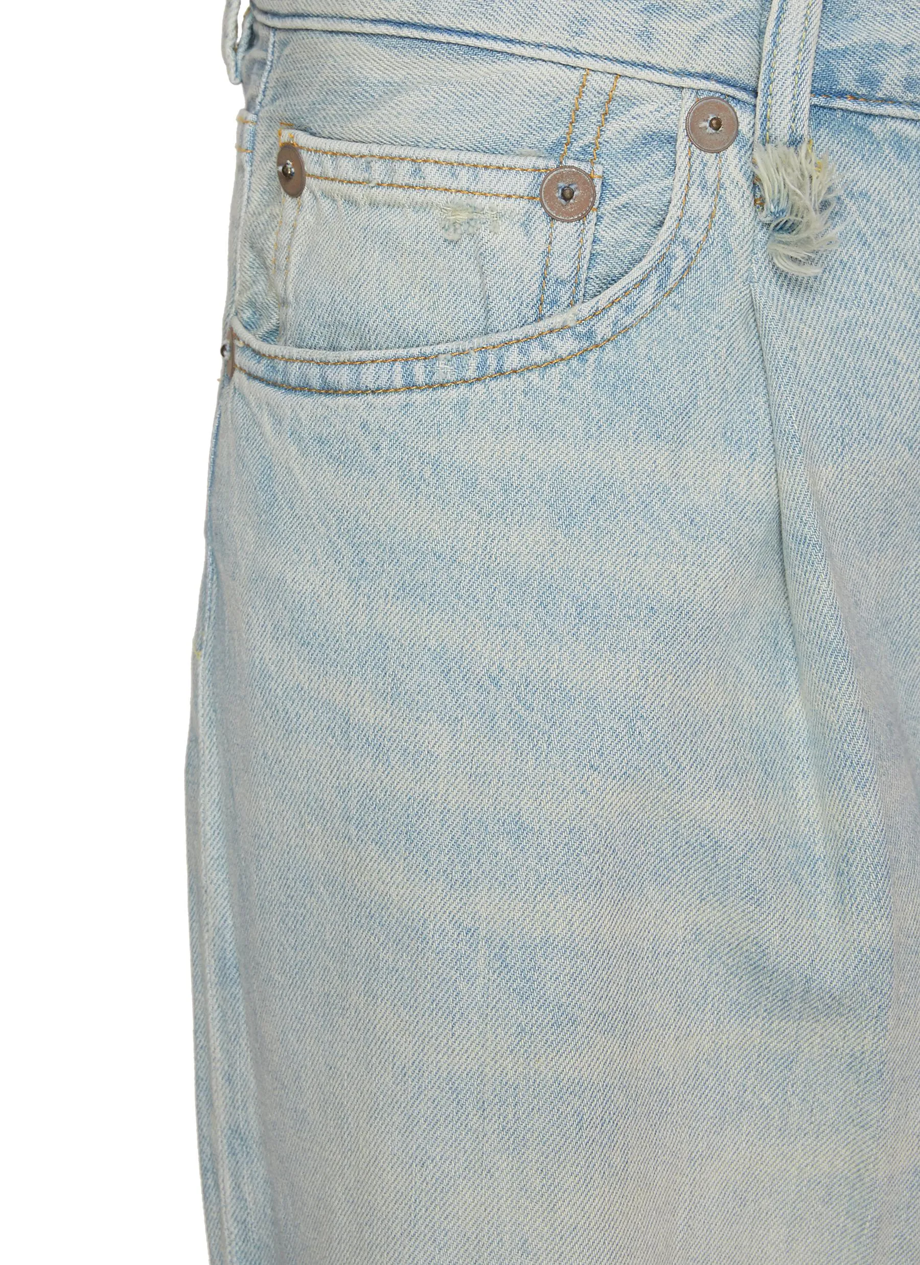 -----------R13 ---- ------------ ----Damon Pleated Wide Leg Light Wash Jeans --