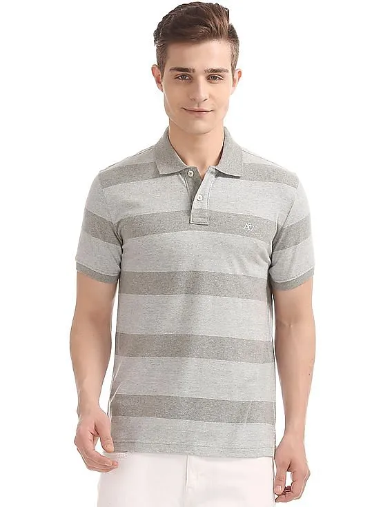 Aeropostale Striped Jersey Polo Shirt