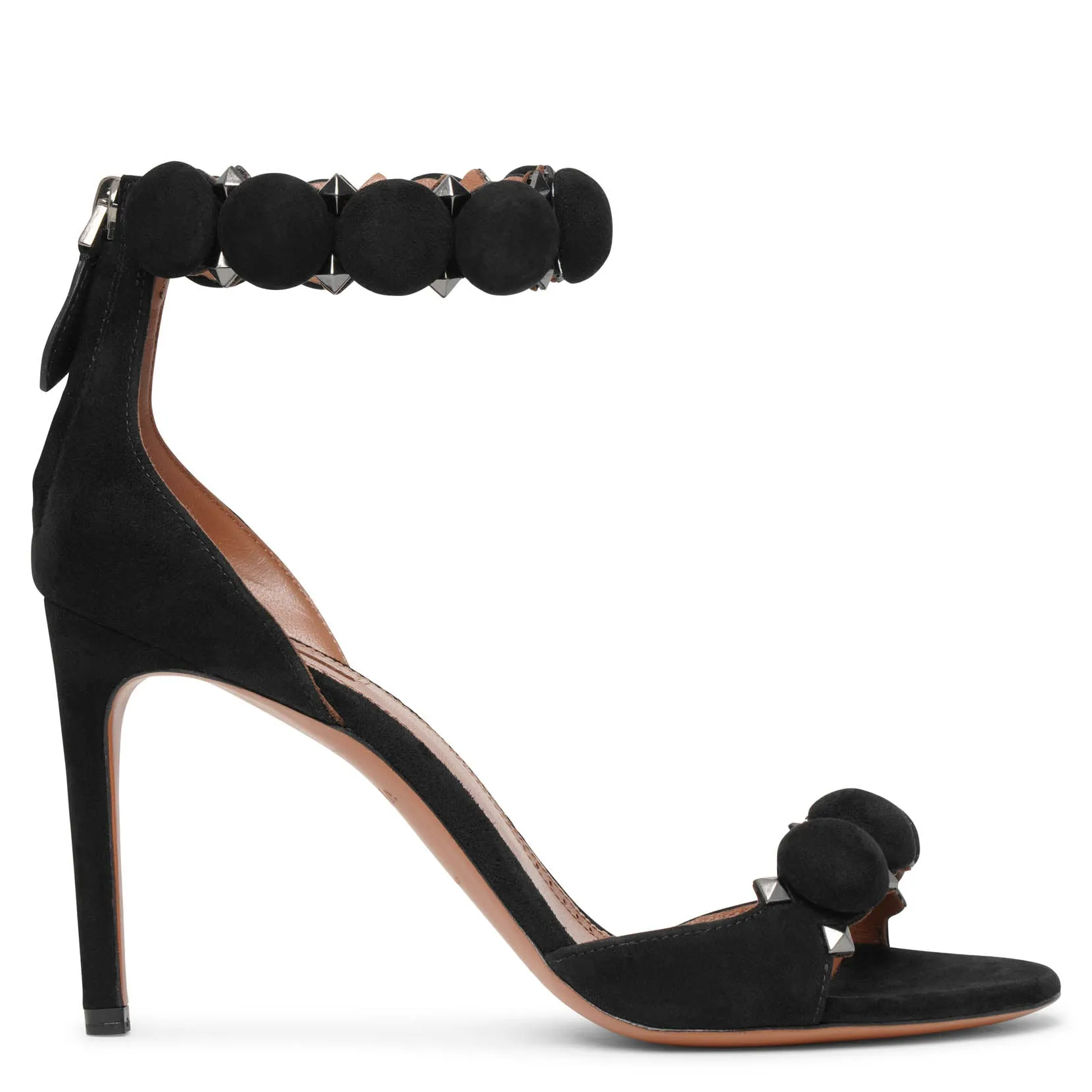Alaïa La Bombe 90 black suede sandals