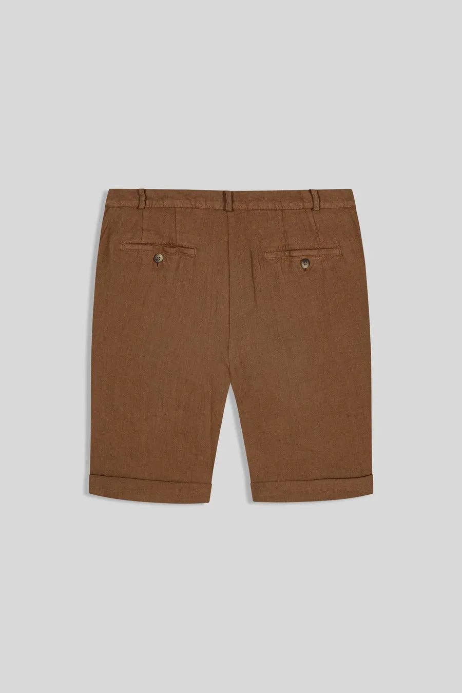 basic linen bermuda shorts bitter chocolat