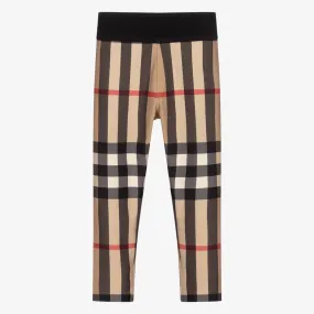 Beige Oversized Check Leggings
