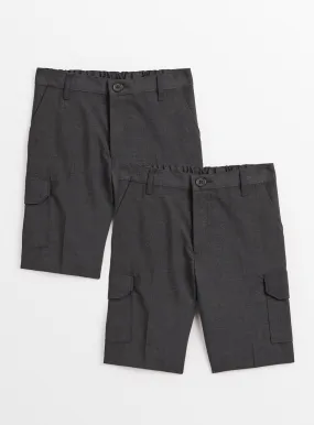 Buy Grey Cargo School Shorts 2 Pack 6 years | School shorts | Tu