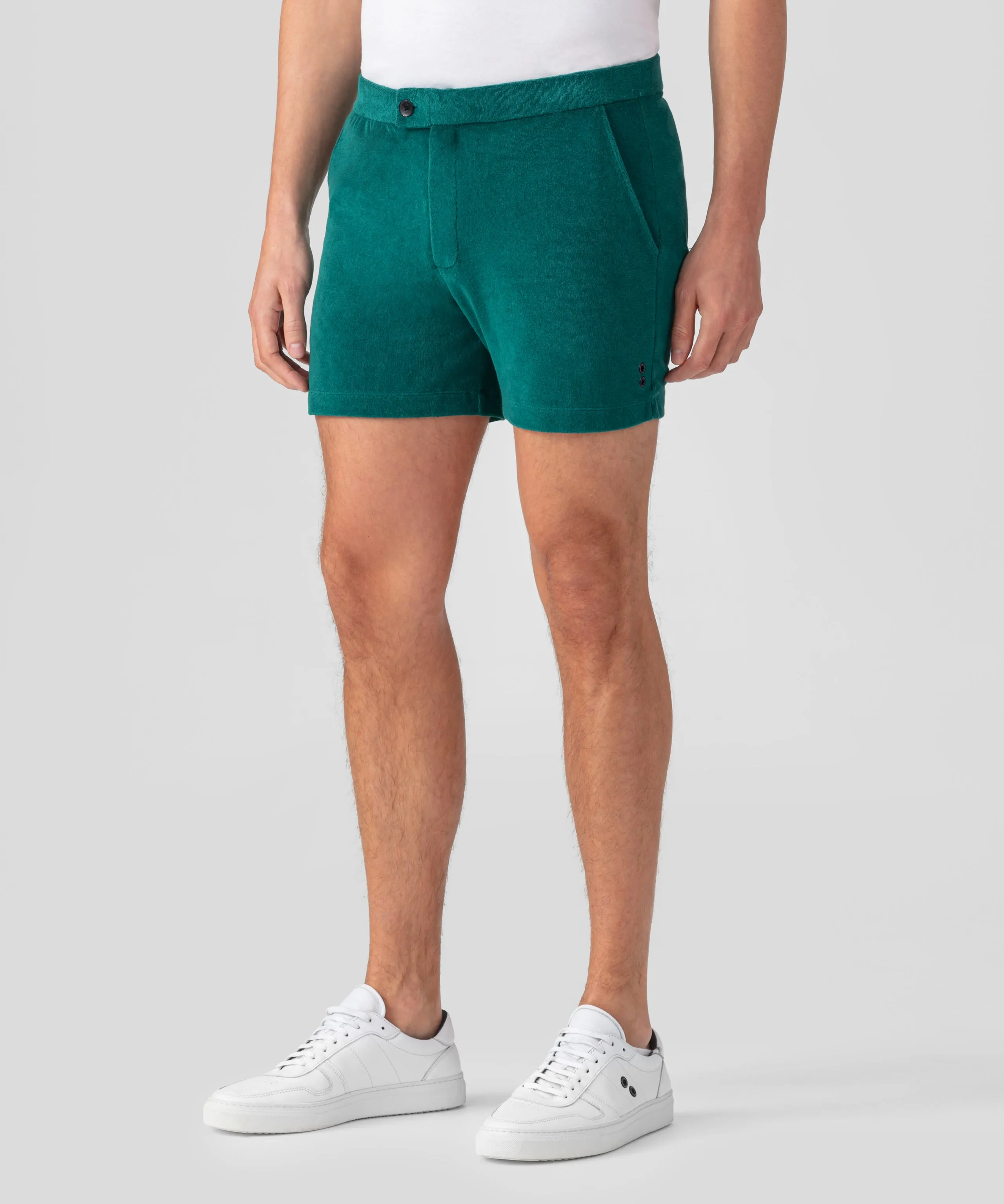 Cotton Terry Tennis Shorts: Pine Green