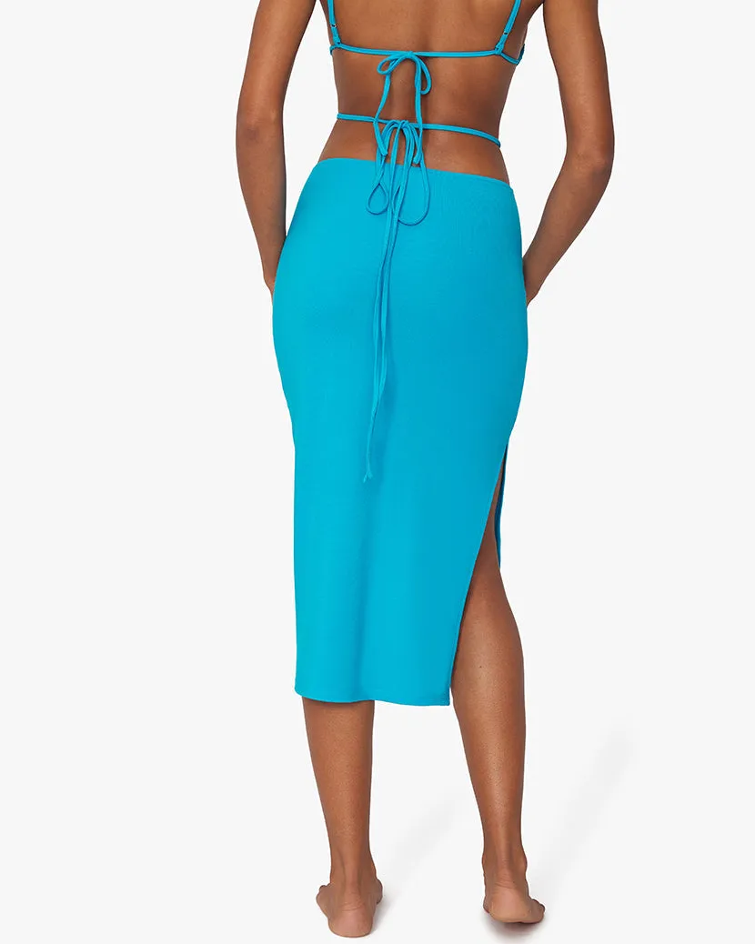 Cutout Jersey Knit Midi Skirt | Ocean Blue