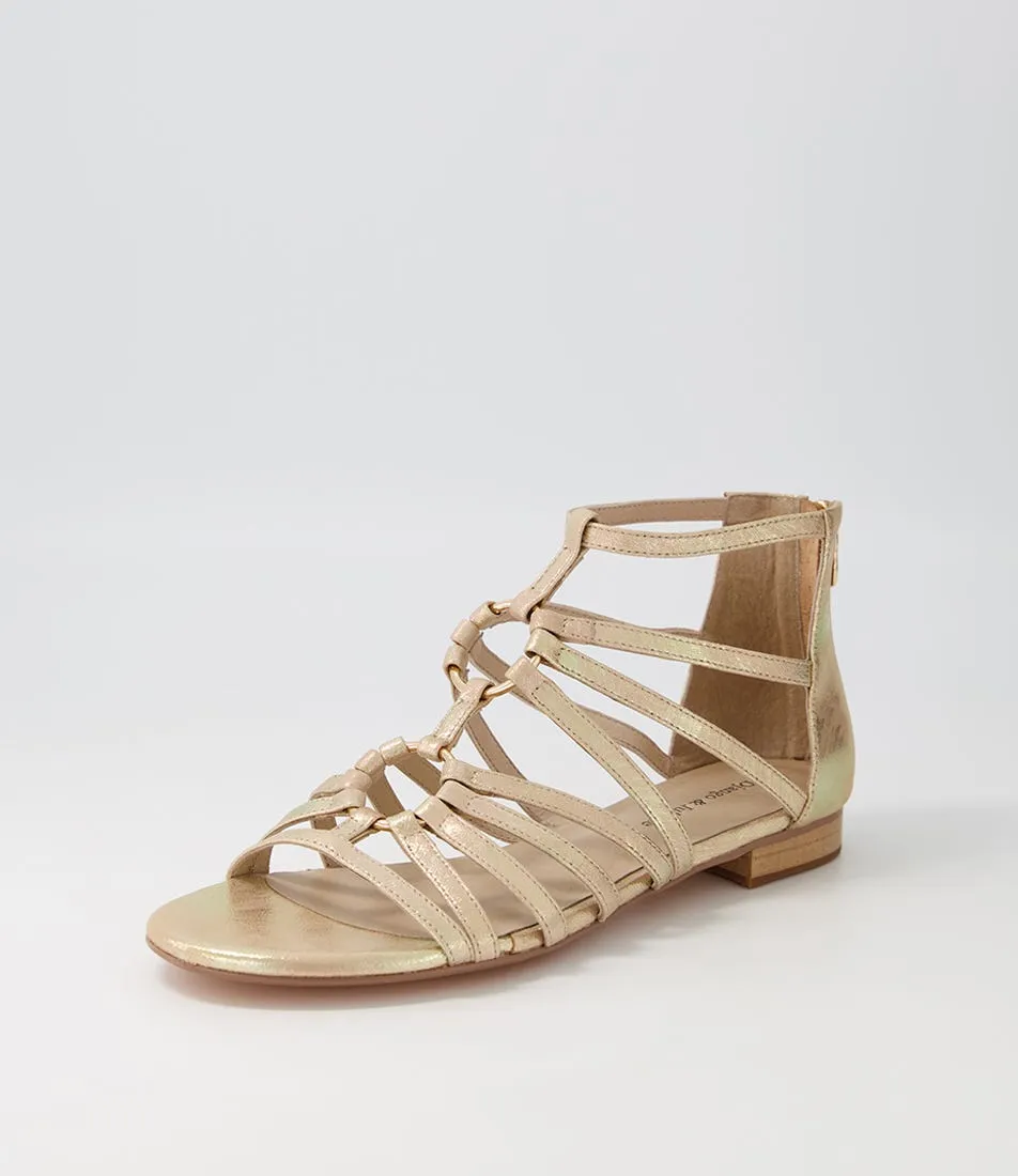 DJANGO & JULIETTE Pratik Old Gold Scratch Leather Sandals