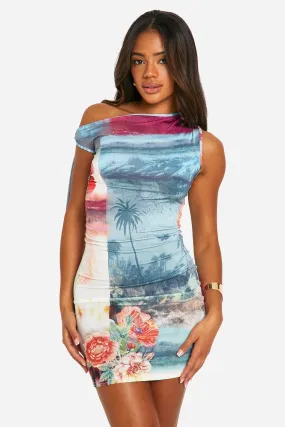 Dresses | Tie Side Postcard Mini Dress | boohoo
