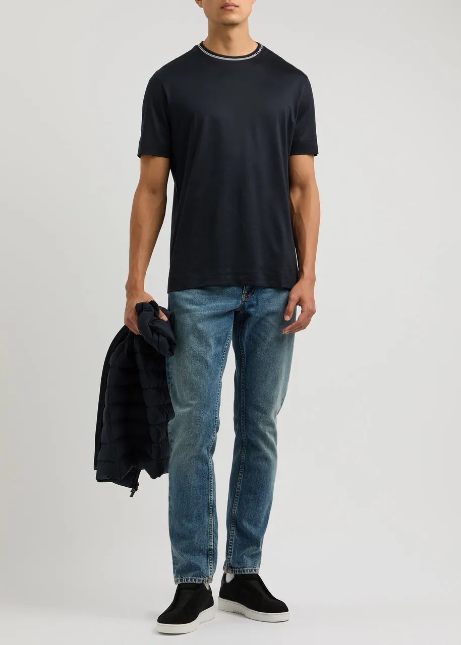 EMPORIO ARMANI Logo-intarsia jersey T-shirt -                         -                     -                