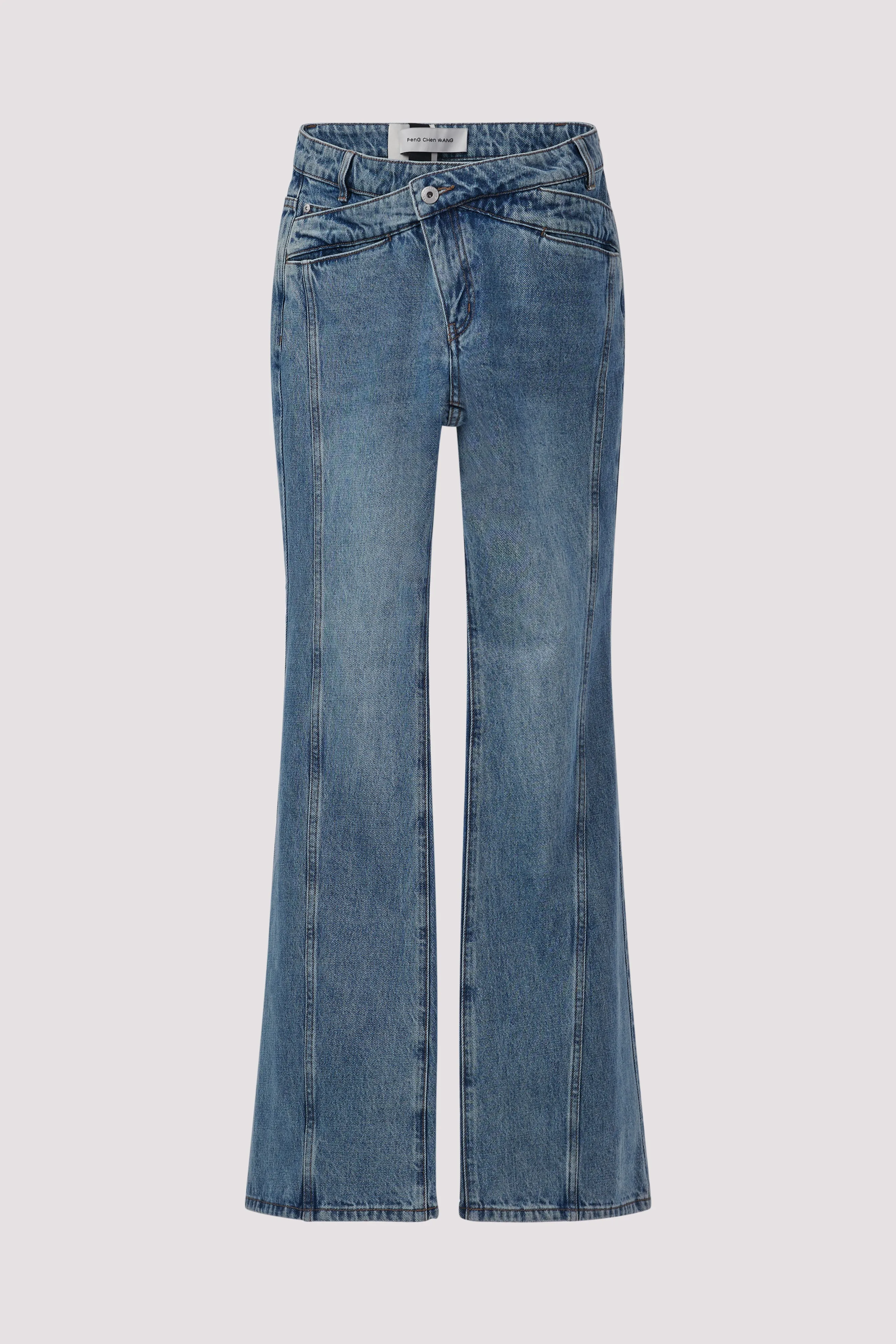 Feng Chen Wang  Blue Cross Waistband Flared Jeans