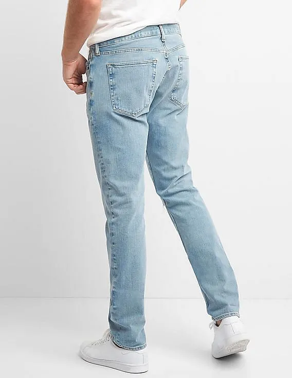 GAP Men Blue Skinny Fit Destructed Stretch Jeans