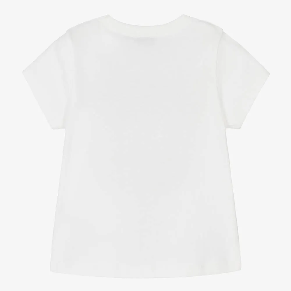 Girls White Leopard T-Shirt