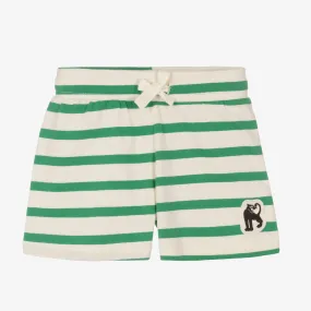 Green & Ivory Stripe Cotton Shorts