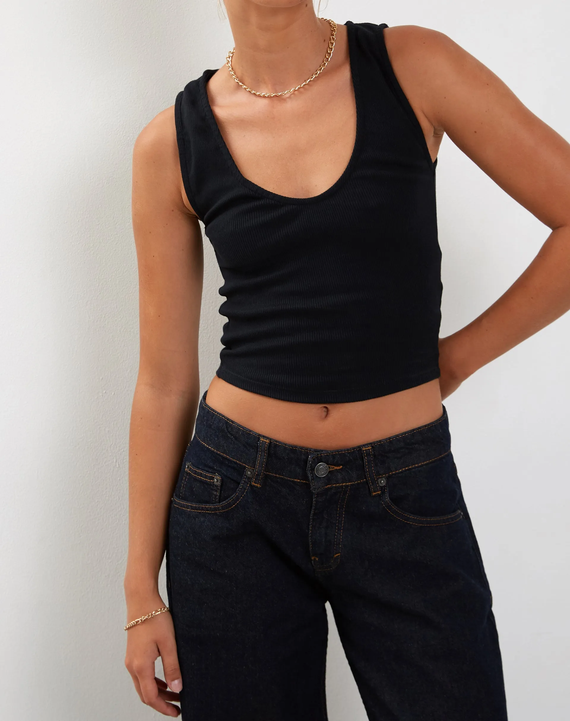 Jastio Vest Top in Lemonade Ribbed Jersey