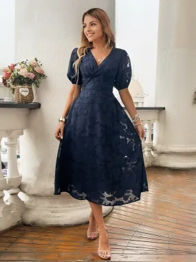 Lace Elegant V-Neck Short Sleeves Lace Dresses