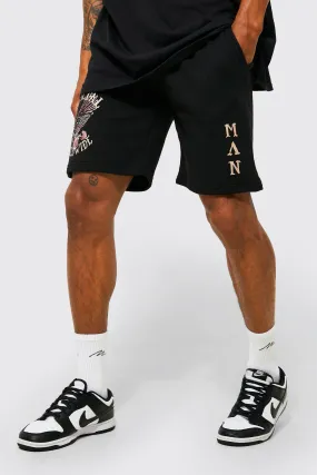 Loose Fit Eagle Graphic Jersey Shorts