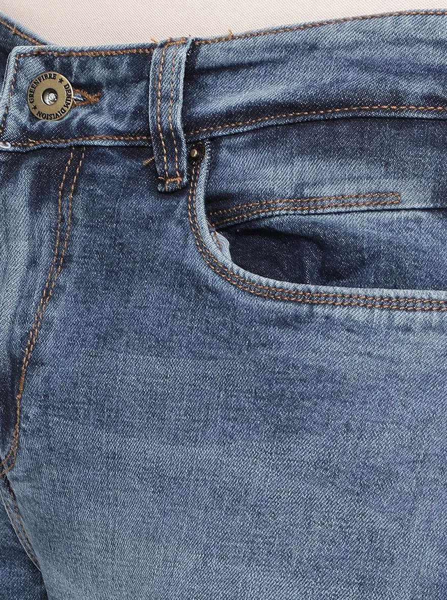 Mid Blue Washed Narrow Fit Jeans | Greenfibre