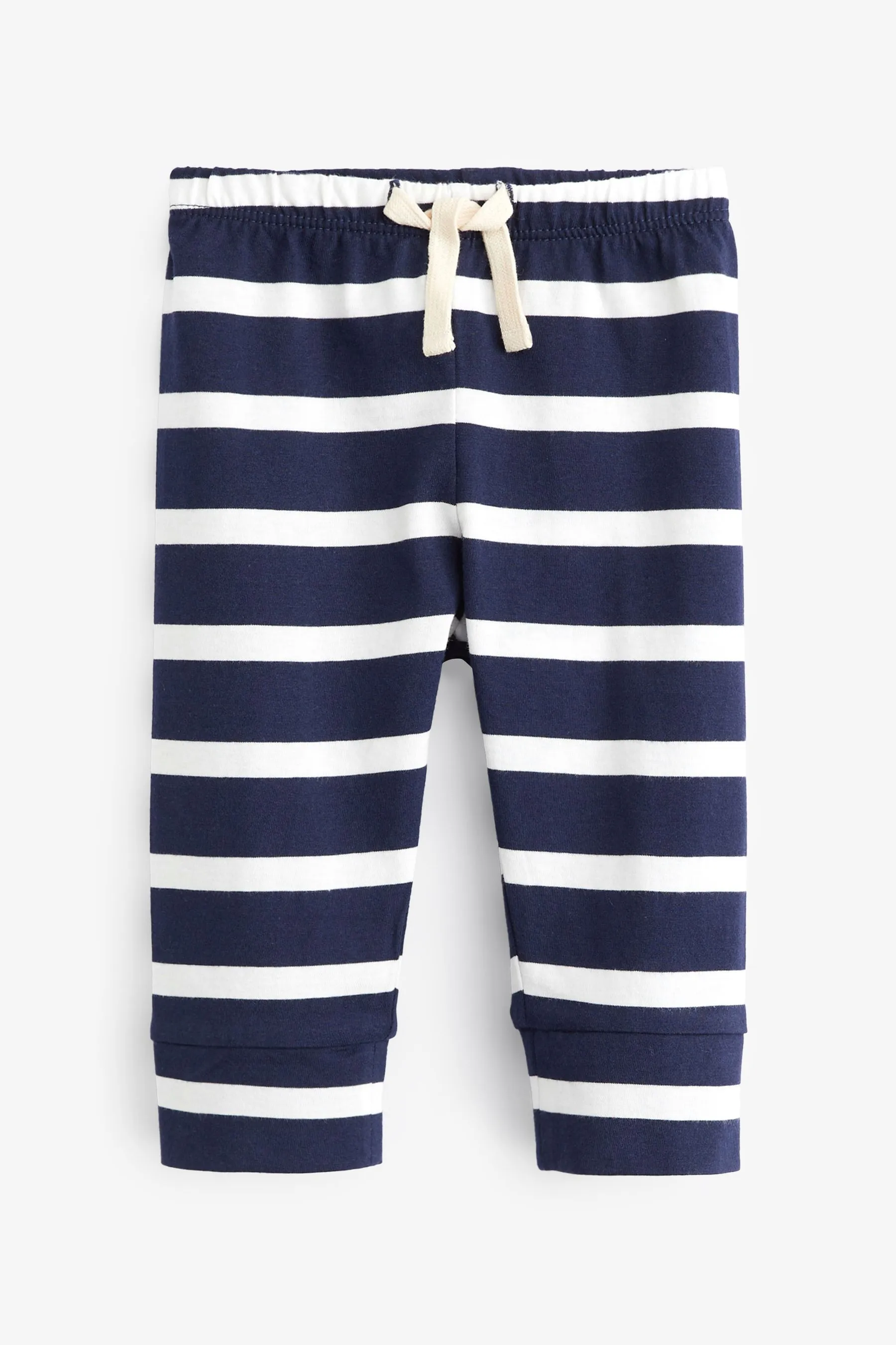 Navy & White Stripe Print Jersey Joggers - Baby