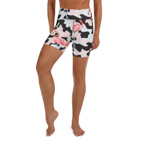 Pink Flamingo Camo Yoga Shorts