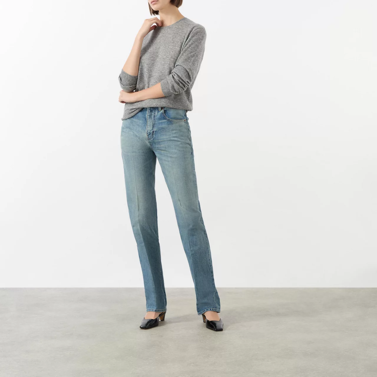 SAINT LAURENT High-Rise Straight Leg Jeans - Blue