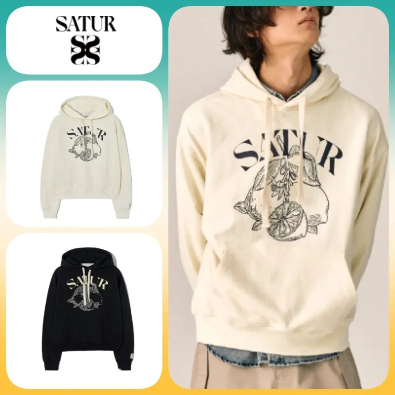 SATUR  |Unisex Long Sleeves Cotton Logo Hoodies