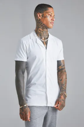 Short Sleeve Revere Muscle Jersey Shirt 