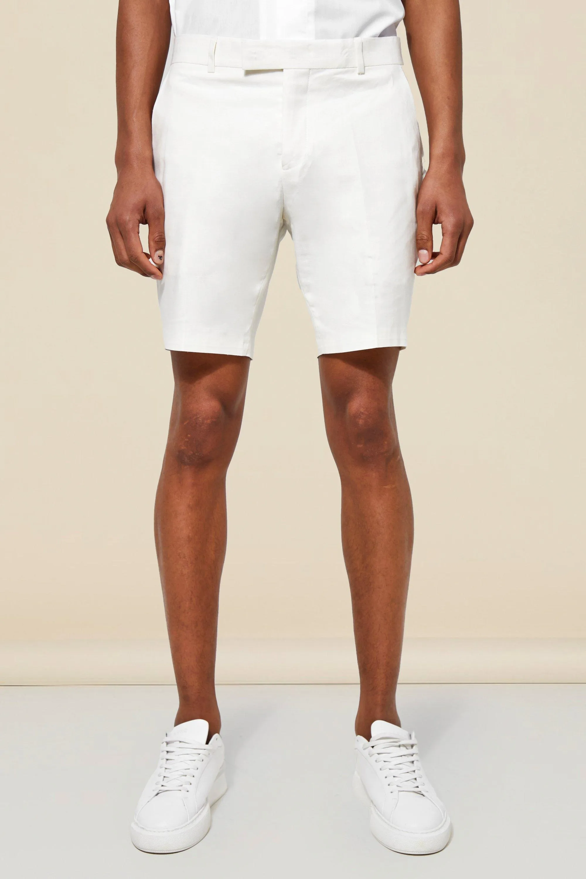 Skinny Smart Linen Tailored Shorts