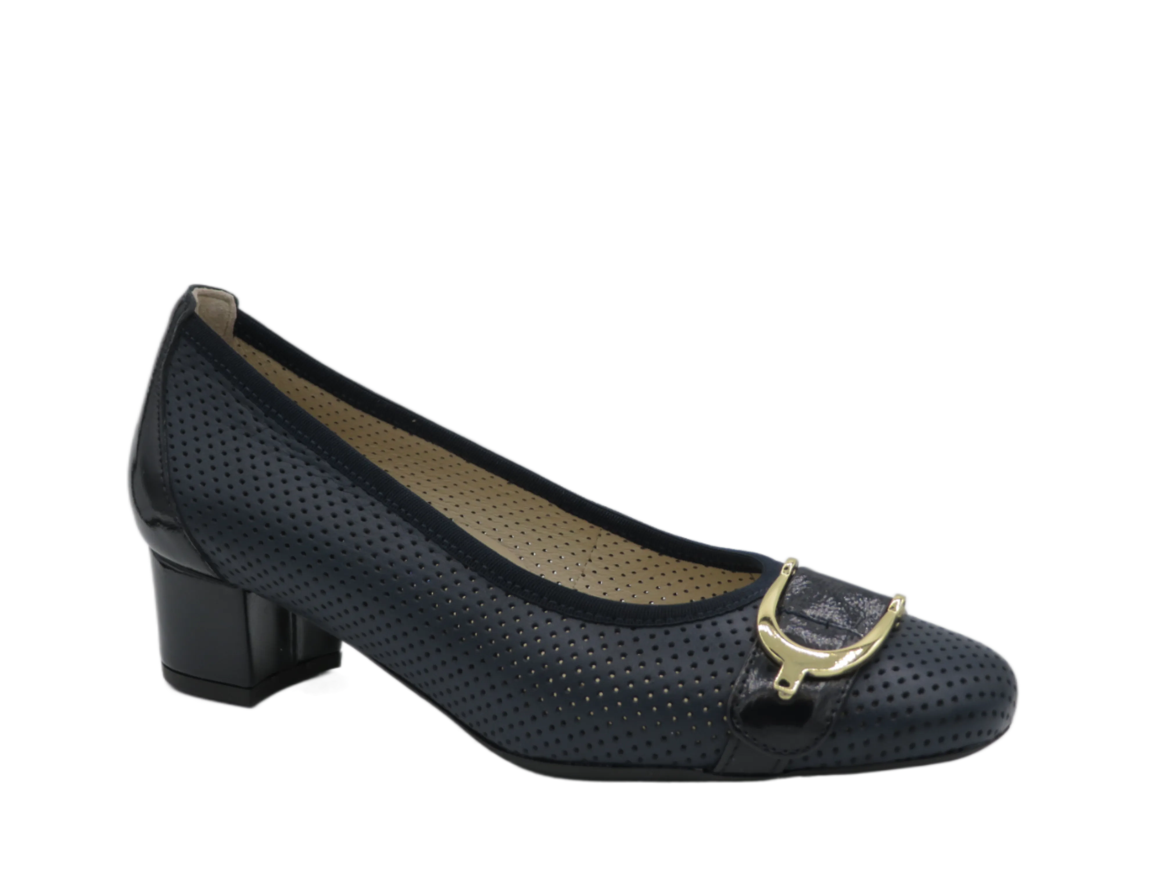 Softmode Wide Fitting Low Heel Court Shoe - Navy