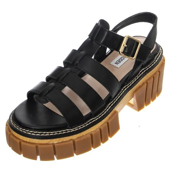 Steve Madden W' Halt Black Leat Sandals