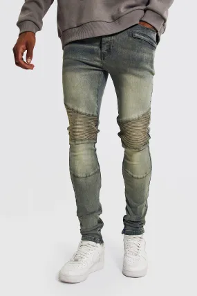 Tall Skinny Fit Biker Jeans With Zip Hem