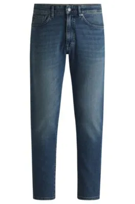 Tapered-fit jeans in blue comfort-stretch denim