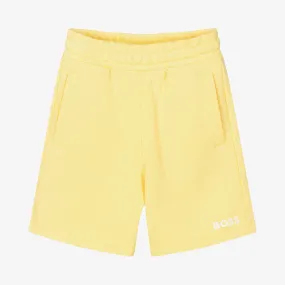 Teen Boys Yellow Cotton Logo Shorts