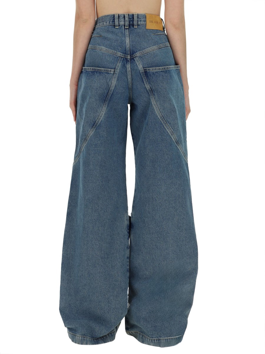 THE ATTICO      JEANS CARGO IN DENIM DI COTONE 