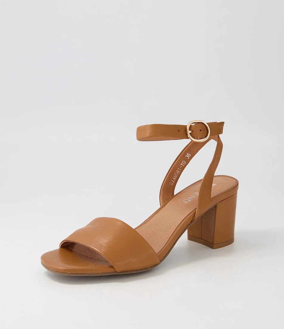 TOP END Gianori Dark Tan Leather Sandals