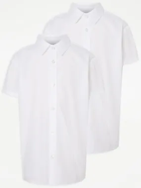 White Boys Plus Fit Short Sleeve School Shirts 2 Pack | School | George at ASDA